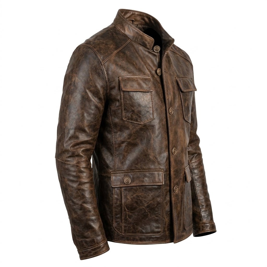 Oscar Leather Brown Jacket - Men Leather Jacket Brown - Timber AND Hide