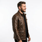 Oscar Leather Brown Jacket - Men Leather Jacket Brown - Timber AND Hide