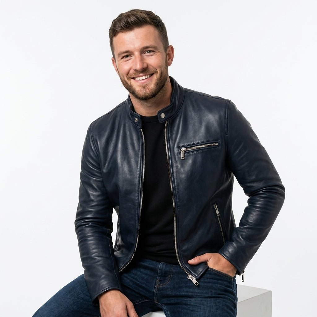 Reggie Black Leather Jacket - Men Leather Jacket Black - Timber AND Hide