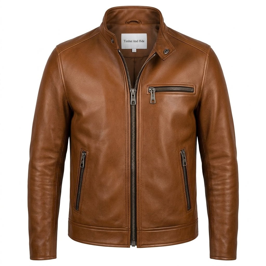 Riley Leather Brown Jacket - Men Leather Jacket Brown - Timber AND Hide