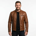 Riley Leather Brown Jacket - Men Leather Jacket Brown - Timber AND Hide