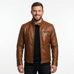Riley Leather Brown Jacket - Men Leather Jacket Brown - Timber AND Hide