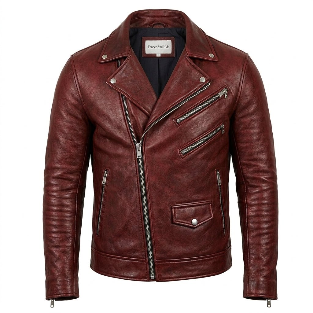 Roman Red Leather Jacket - Leather Jacket for Men Red - Timber AND Hide