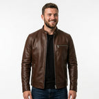 Ronnie Leather Brown Jacket - Men Leather Jacket Brown - Timber AND Hide