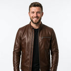 Ronnie Leather Brown Jacket - Men Leather Jacket Brown - Timber AND Hide