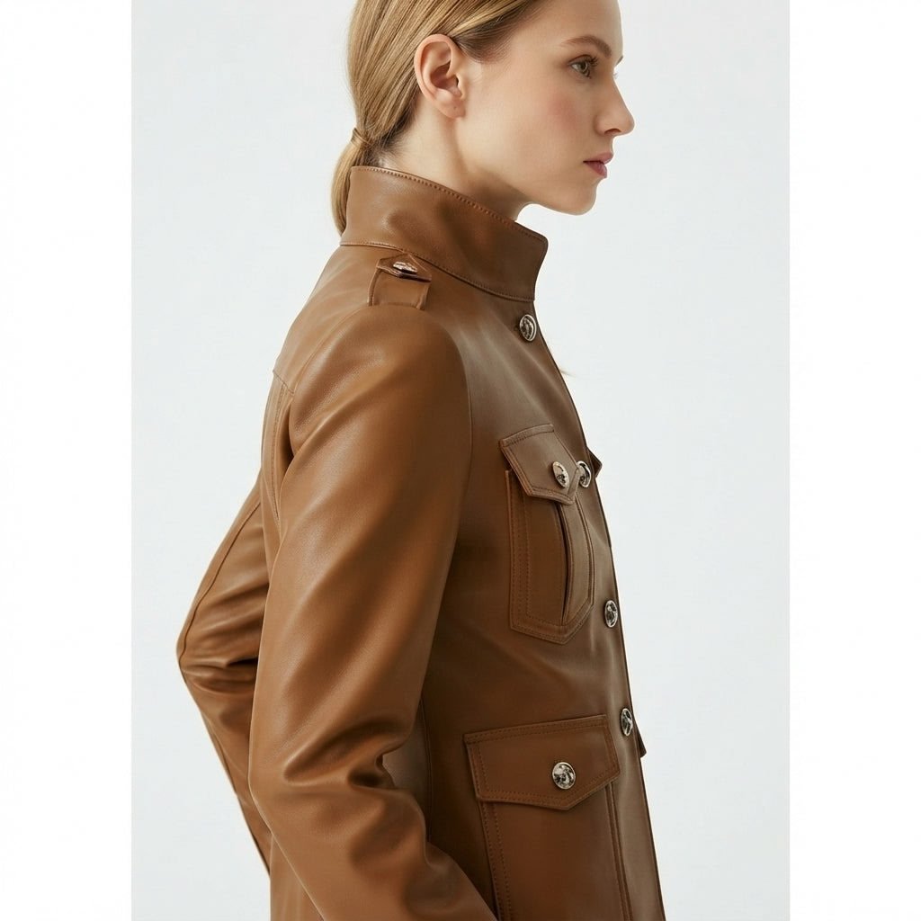 Rosie Leather Brown Jacket – Women’s Genuine Leather Jacket - Timber AND Hide