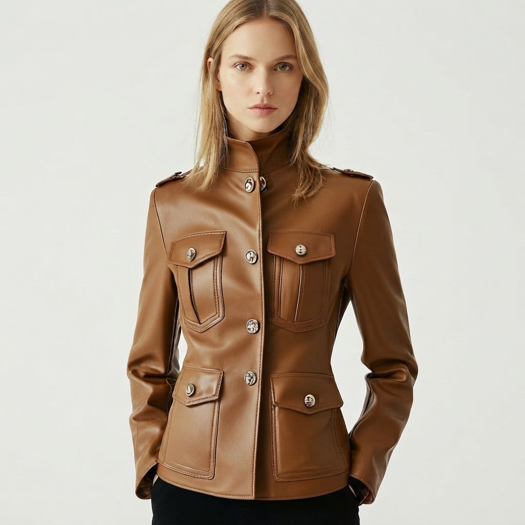 Rosie Leather Brown Jacket – Women’s Genuine Leather Jacket - Timber AND Hide