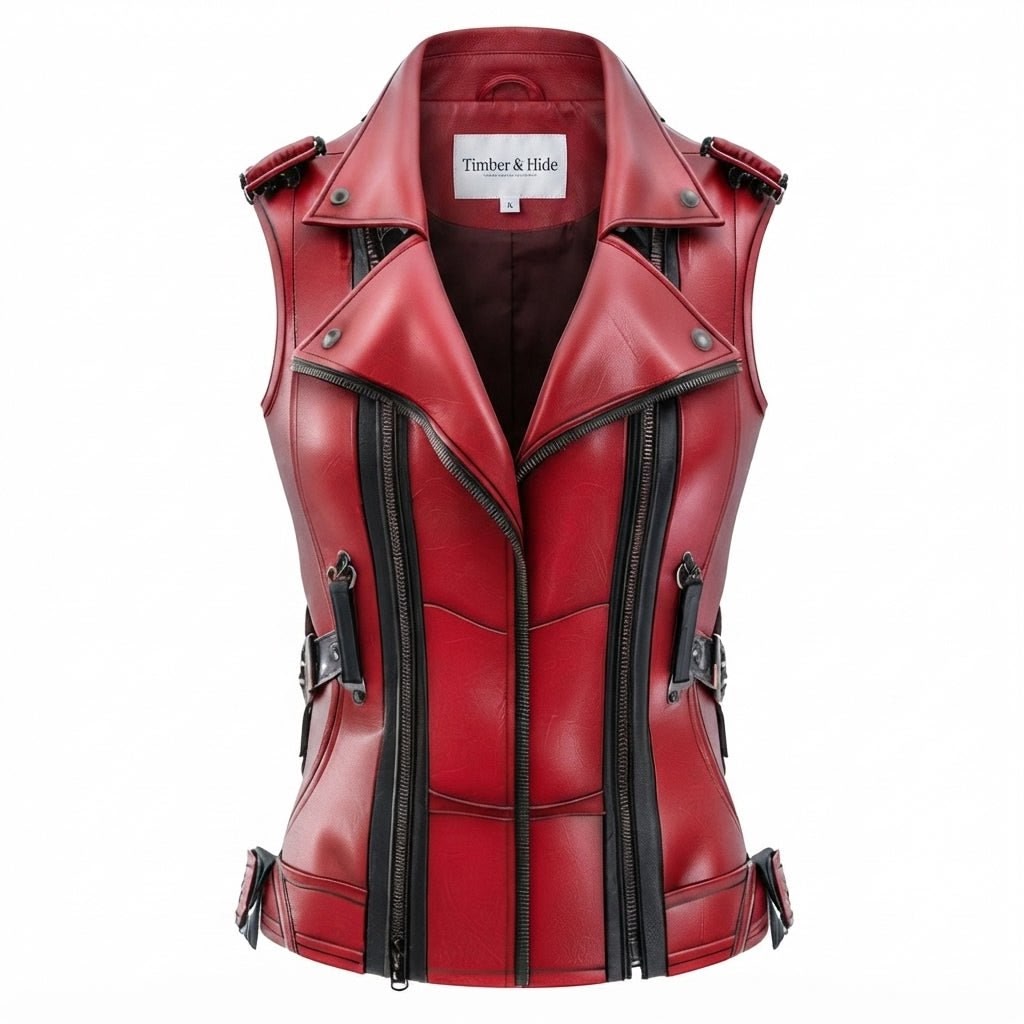 Sophie Red Leather Vest | Women's Leather Vest - Timber AND Hide
