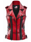 Sophie Red Leather Vest | Women's Leather Vest