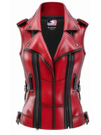 Sophie Red Leather Vest | Women's Leather Vest