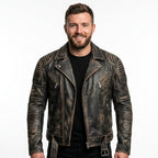 Vintage Brown Distressed Biker Genuine Leather Jacket - Timber AND Hide