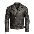 Vintage Brown Distressed Biker Genuine Leather Jacket - Timber AND Hide