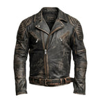 Vintage Brown Distressed Biker Genuine Leather Jacket - Timber AND Hide