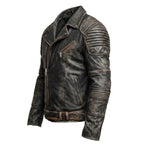 Vintage Brown Distressed Biker Genuine Leather Jacket - Timber AND Hide