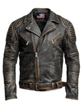 Vintage Brown Distressed Biker Genuine Leather Jacket