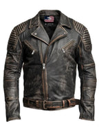 Vintage Brown Distressed Biker Genuine Leather Jacket