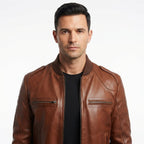 Vintage Brown Genuine Leather Bomber Jacket - Timber AND Hide