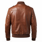 Vintage Brown Genuine Leather Bomber Jacket - Timber AND Hide