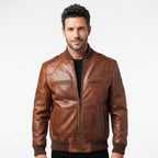 Vintage Brown Genuine Leather Bomber Jacket - Timber AND Hide