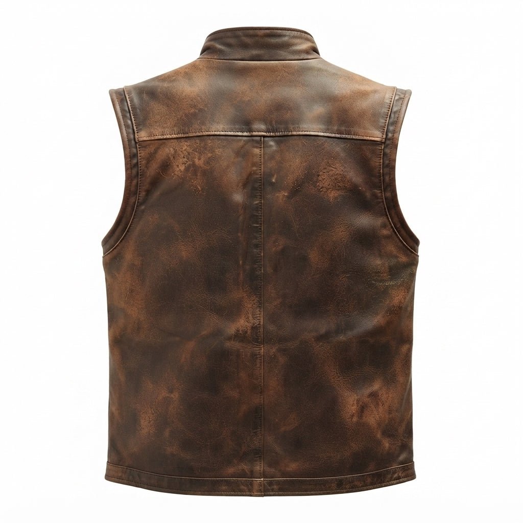 Vintage Brown Military Leather Vest - Timber AND Hide