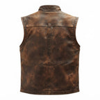 Vintage Brown Military Leather Vest - Timber AND Hide