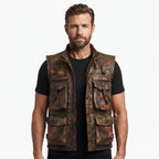 Vintage Brown Military Leather Vest - Timber AND Hide