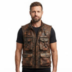 Vintage Brown Military Leather Vest - Timber AND Hide