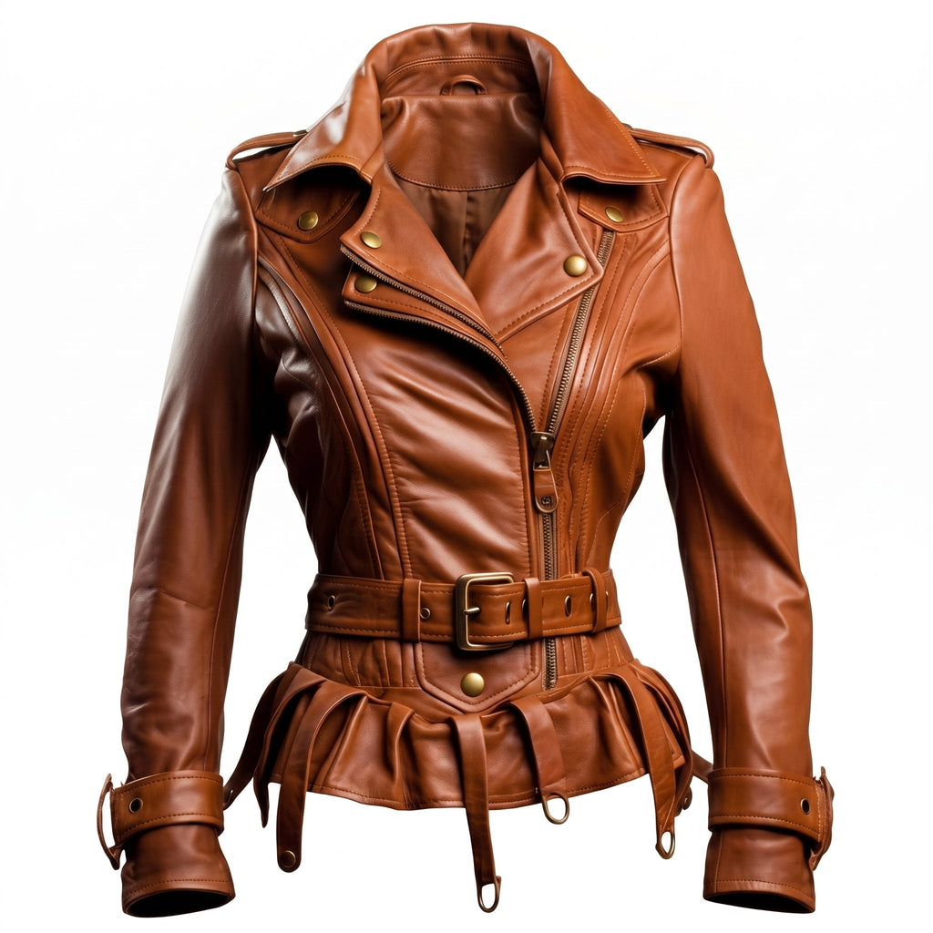 Women Assymetrical Brown Leather Jacket - Timber AND Hide