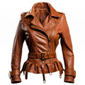 Women Assymetrical Brown Leather Jacket - Timber AND Hide