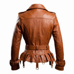 Women Assymetrical Brown Leather Jacket - Timber AND Hide