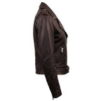 Women Biker Leather Jacket Dark Brown - Timber AND Hide