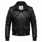 Women Black Biker Bomber Leather Jacket - Timber AND Hide