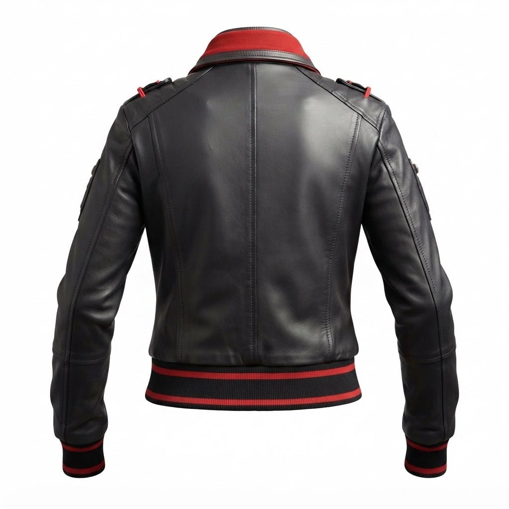 Women Black Bomber Leather Jacket - Timber AND Hide