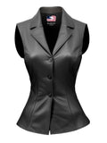 Women’s Black Casual Leather Vest