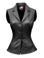 Women’s Black Casual Leather Vest