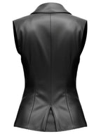 Women’s Black Casual Leather Vest
