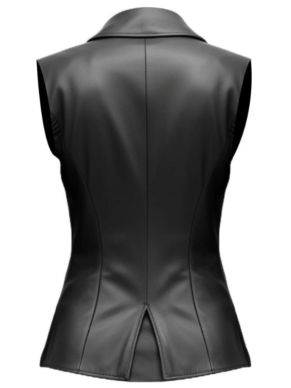 Women’s Black Casual Leather Vest
