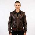 Women Bomber Leather Jacket – Brown Leather Jacket for Women - Timber AND Hide