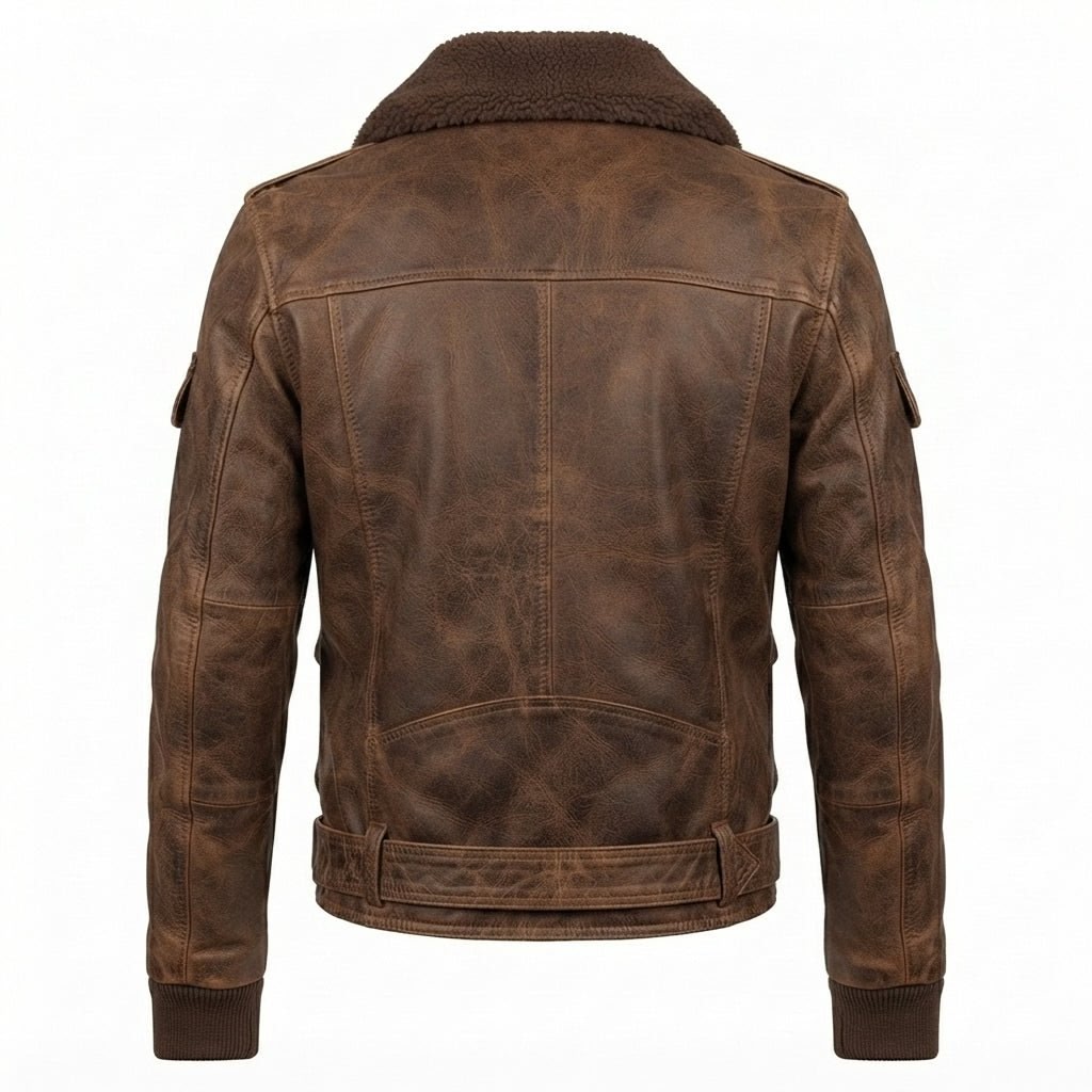 Women Brown Bomber Leather Jacket Distressed - Timber AND Hide
