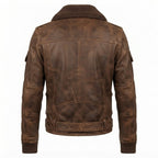 Women Brown Bomber Leather Jacket Distressed - Timber AND Hide