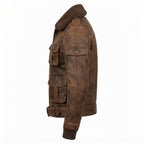 Women Brown Bomber Leather Jacket Distressed - Timber AND Hide