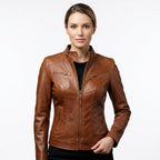 Women Brown Designer Leather Jacket - Timber AND Hide