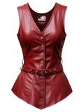 Women’s Burgundy Leather Vest