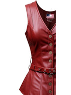 Women’s Burgundy Leather Vest