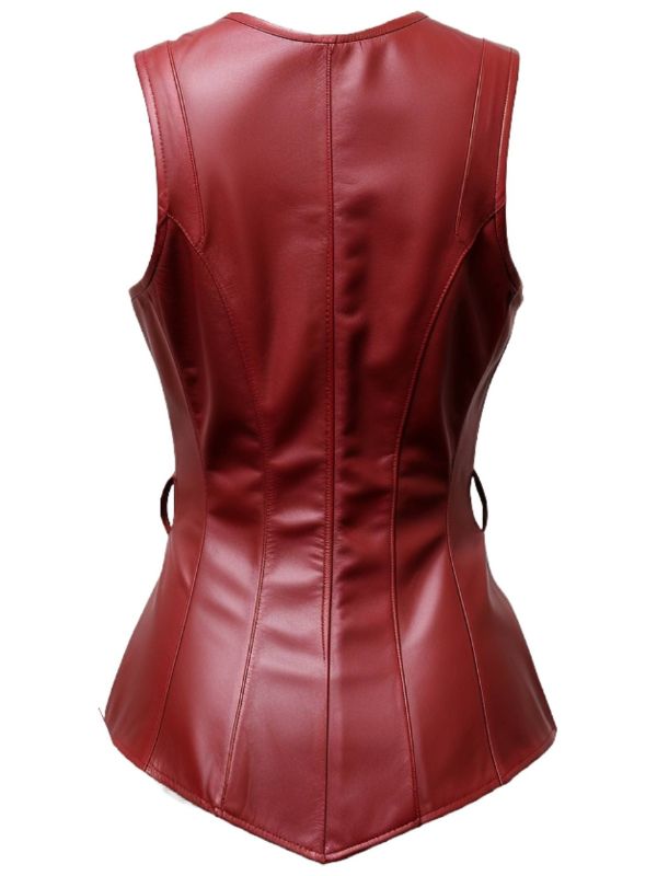 Women’s Burgundy Leather Vest