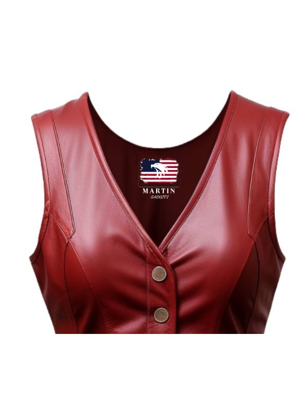 Women’s Burgundy Leather Vest