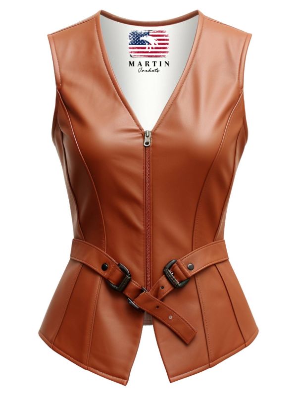 Women’s Classic Brown Leather Vest
