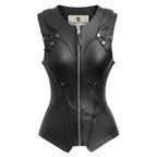 Women Kendler black Leather Vest - Timber AND Hide
