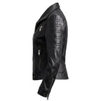 Women Paula Black Biker Leather Jacket - Timber AND Hide