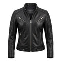 Women Paula Black Biker Leather Jacket - Timber AND Hide